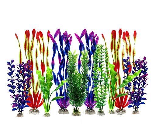 Große künstliche Wasserpflanzen für Aquarien, aus Kunststoff, natürlich wirkende Kunstpflanzen, Dekoration für Zuhause und Aquarium, verschiedene Farben von LYNKO