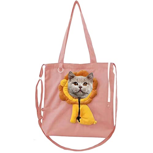LYNSAY Katzentasche, niedliche Haustier-Segeltuch-Umhängetasche – Schultertasche, tragbare Haustier-Tragetasche, Brusttasche mit elastischer Kordel für kleine Hunde und Katzen, Haustierbedarf von LYNSAY