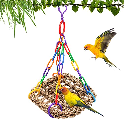 Papageienschaukel,Vogel-Kauspielzeug | Natürliche Inhaltsstoffe Hängemattenschaukel mit Kette und Fester Schnalle zum Klettern von Nymphensittichen Lynsay von LYNSAY