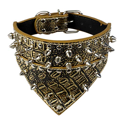 LYVQZPWLRHund mit Werkzeug, Basic Hundeleinen Hundehalsband Leder Hundehalsband mit Bandana Halsgröße(Goldenbrown,X-Large) von LYVQZPWLR