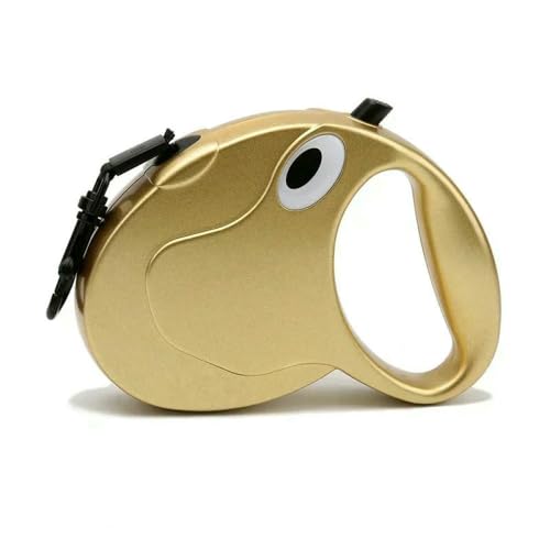 LYVQZPWLRHund mit Werkzeug, Einziehbare Hundeleine, 5 m, Hundeleine for Spazierengehen, for kleine und mittelgroße Hunde, langlebiges Hundetraining, Halsbandleinen(Gold,5M Round Rope) von LYVQZPWLR