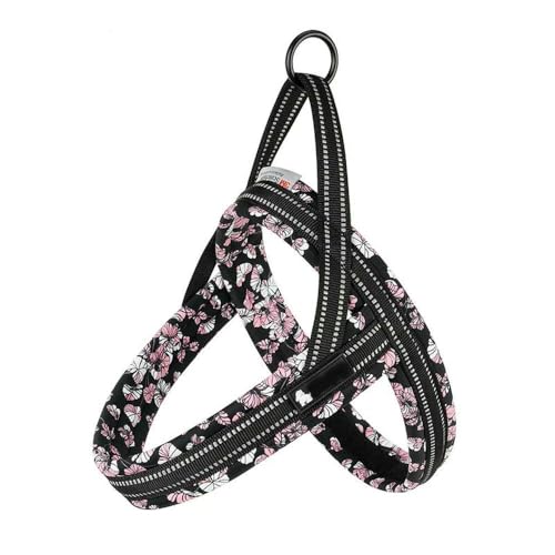 LYVQZPWLRHund mit Werkzeug, Gepolstertes Geschirr mit Blumendruck und Netzstoff for alle Rassen, schnell montierbares Hundewestengeschirr for den Außenbereich(Black,Medium) von LYVQZPWLR