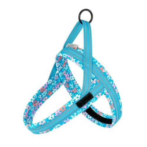 LYVQZPWLRHund mit Werkzeug, Gepolstertes Geschirr mit Blumendruck und Netzstoff for alle Rassen, schnell montierbares Hundewestengeschirr for den Außenbereich(Malibu Blue,3XS) von LYVQZPWLR