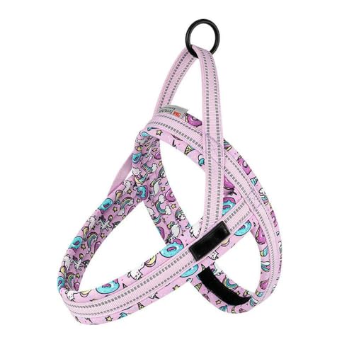 LYVQZPWLRHund mit Werkzeug, Gepolstertes Geschirr mit Blumendruck und Netzstoff for alle Rassen, schnell montierbares Hundewestengeschirr for den Außenbereich(Orchid Bouquet,Small) von LYVQZPWLR