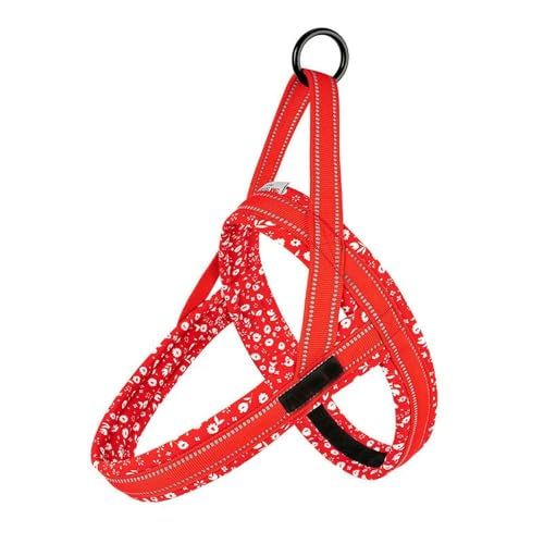 LYVQZPWLRHund mit Werkzeug, Gepolstertes Geschirr mit Blumendruck und Netzstoff for alle Rassen, schnell montierbares Hundewestengeschirr for den Außenbereich(Poinsettia,XS) von LYVQZPWLR