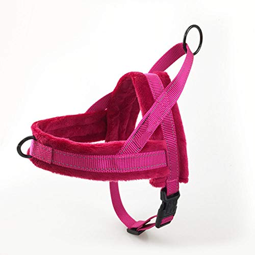 LYVQZPWLRHund mit Werkzeug, Grundlegende Hundeleinen, weich, mit Flanell gepolstert, Hundegeschirr, Weste, reflektierend, kein Ziehen, Haustiergurt(Rose red,Large) von LYVQZPWLR