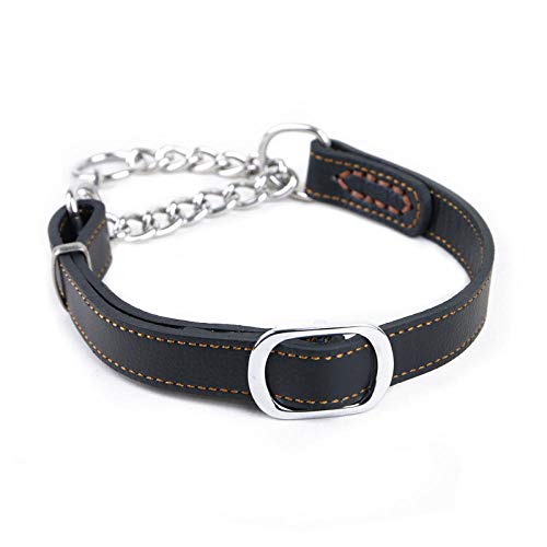 LYVQZPWLRHund mit Werkzeug, Haustier führt Leinen Hundehalsband Edelstahl Kette Hundegeschirr Leder verstellbar Haustier Hund(Black,Small) von LYVQZPWLR