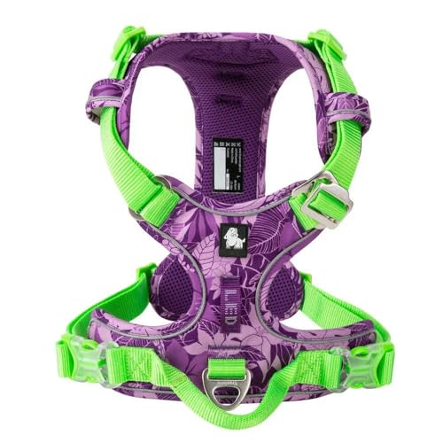 LYVQZPWLRHund mit Werkzeug, Haustiergeschirr, kein Ziehen, reflektierendes Hundegeschirr aus Nylon, verstellbar, Bequeme Kontrolle, Step-in(Camouflage Purple,Small) von LYVQZPWLR