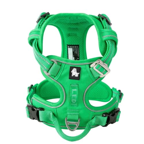 LYVQZPWLRHund mit Werkzeug, Haustiergeschirr, kein Ziehen, reflektierendes Hundegeschirr aus Nylon, verstellbar, Bequeme Kontrolle, Step-in(GRASSGREEN,X-Large) von LYVQZPWLR
