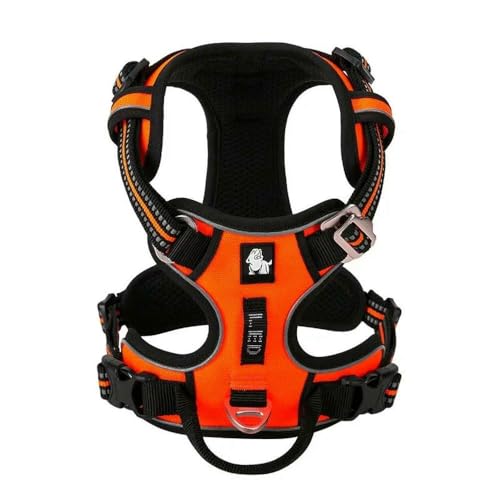 LYVQZPWLRHund mit Werkzeug, Haustiergeschirr, kein Ziehen, reflektierendes Hundegeschirr aus Nylon, verstellbar, Bequeme Kontrolle, Step-in(Oranje,XS) von LYVQZPWLR