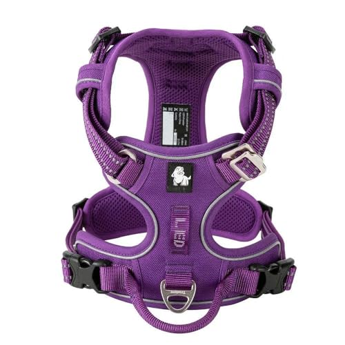 LYVQZPWLRHund mit Werkzeug, Haustiergeschirr, kein Ziehen, reflektierendes Hundegeschirr aus Nylon, verstellbar, Bequeme Kontrolle, Step-in(Purple,X-Large) von LYVQZPWLR