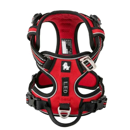 LYVQZPWLRHund mit Werkzeug, Haustiergeschirr, kein Ziehen, reflektierendes Hundegeschirr aus Nylon, verstellbar, Bequeme Kontrolle, Step-in(Rosso,Large) von LYVQZPWLR