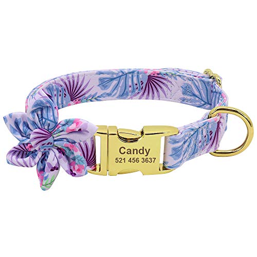 LYVQZPWLRHund mit Werkzeug, Haustierhalsband Hundehalsband mit Blumenmuster Hundehalsbänder aus Nylon mit Blumendruck Personalisierte Haustierhalsbänder(151 Purple,Large) von LYVQZPWLR
