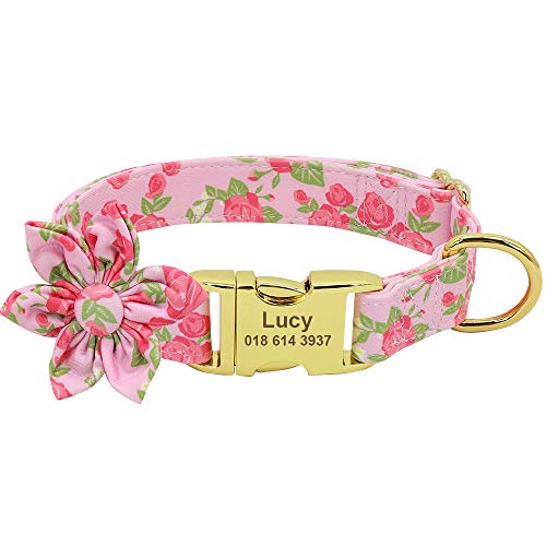 LYVQZPWLRHund mit Werkzeug, Haustierhalsband Hundehalsband mit Blumenmuster Hundehalsbänder aus Nylon mit Blumendruck Personalisierte Haustierhalsbänder(151 pink,Small) von LYVQZPWLR