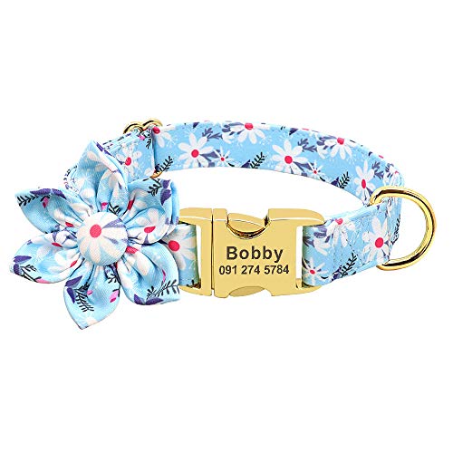 LYVQZPWLRHund mit Werkzeug, Haustierhalsband Hundehalsband mit Blumenmuster Hundehalsbänder aus Nylon mit Blumendruck Personalisierte Haustierhalsbänder(153 Blue,Large) von LYVQZPWLR