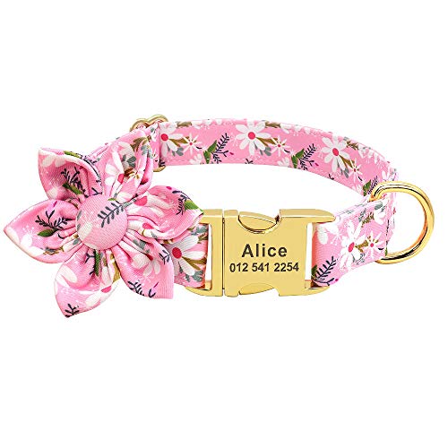 LYVQZPWLRHund mit Werkzeug, Haustierhalsband Hundehalsband mit Blumenmuster Hundehalsbänder aus Nylon mit Blumendruck Personalisierte Haustierhalsbänder(153 pink,Medium) von LYVQZPWLR