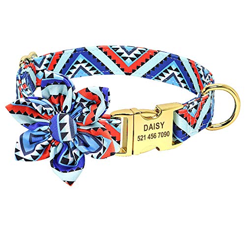 LYVQZPWLRHund mit Werkzeug, Haustierleinen, Bohemia Custom Hundehalsband, Hundeleine, Nylon, mit Blumenmuster, personalisiertes Hundehalsband(Rosso,Medium) von LYVQZPWLR