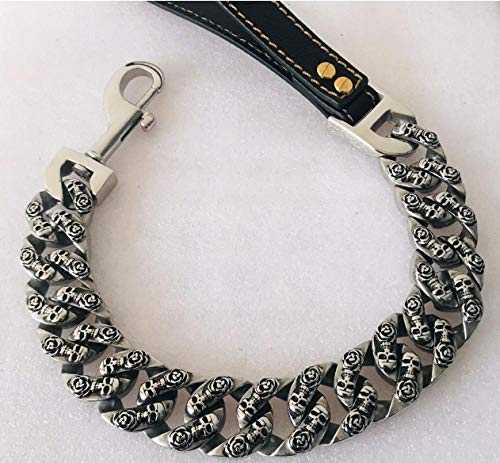 LYVQZPWLRHund mit Werkzeug, Haustierleinen Hundekettenhalsbandleine Edelstahl 32mm Pitbull Bulldog Halsbandleine Trainingshalsband Großes Hundehaustier(Silver Leash,5XL 100cm) von LYVQZPWLR
