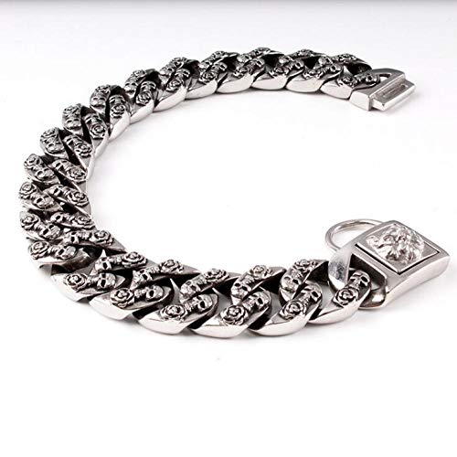 LYVQZPWLRHund mit Werkzeug, Haustierleinen Hundekettenhalsbandleine Edelstahl 32mm Pitbull Bulldog Halsbandleine Trainingshalsband Großes Hundehaustier(Silver Leash,L 32mmx50cm) von LYVQZPWLR