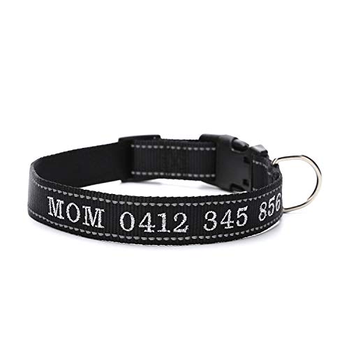 LYVQZPWLRHund mit Werkzeug, Haustierleinen Personalisiertes Hundehalsband Nylon Reflektierendes Halsband Stickerei Name Telefonnummer Individuelle Halsbänder Graviert(Black,Large) von LYVQZPWLR