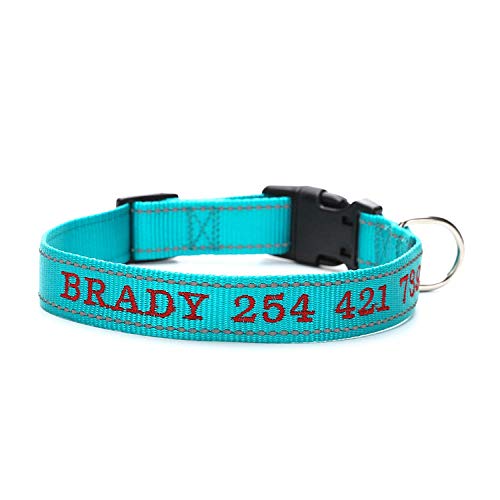 LYVQZPWLRHund mit Werkzeug, Haustierleinen Personalisiertes Hundehalsband Nylon Reflektierendes Halsband Stickerei Name Telefonnummer Individuelle Halsbänder Graviert(Green Light Forest,Small) von LYVQZPWLR