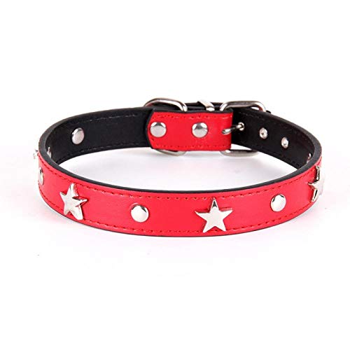 LYVQZPWLRHund mit Werkzeug, Hunde-Zugseil, mit Sternen besetztes Hundehalsband, Lederhalsband for Welpen, bequemes Katzenhalsband, verstellbare Haustierhalsbänder(Rosso,Medium) von LYVQZPWLR