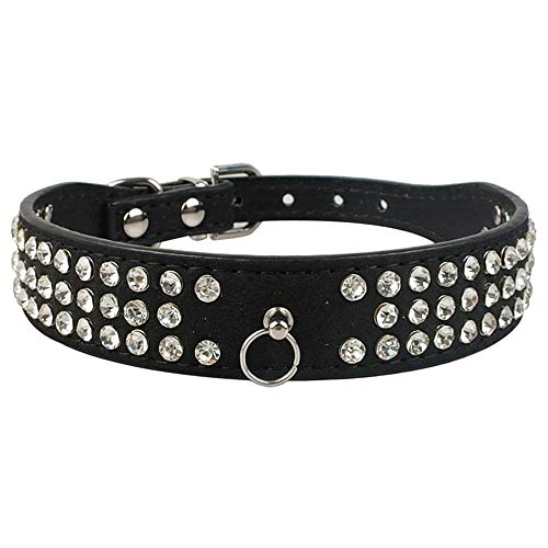 LYVQZPWLRHund mit Werkzeug, Hundetrainingsleine, 3-reihig, Strass, Wildleder, Hundehalsbänder, Kristall-Diamanten, Hunde, Katzen, Welpenhalsband(Black,Medium) von LYVQZPWLR