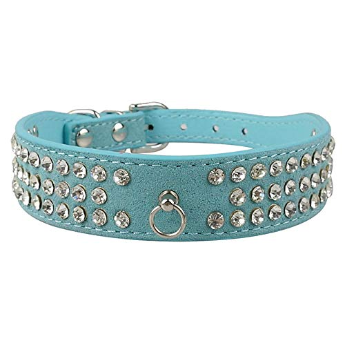 LYVQZPWLRHund mit Werkzeug, Hundetrainingsleine, 3-reihig, Strass, Wildleder, Hundehalsbänder, Kristall-Diamanten, Hunde, Katzen, Welpenhalsband(Blu,Medium) von LYVQZPWLR