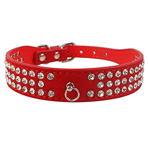 LYVQZPWLRHund mit Werkzeug, Hundetrainingsleine, 3-reihig, Strass, Wildleder, Hundehalsbänder, Kristall-Diamanten, Hunde, Katzen, Welpenhalsband(Rosso,Medium) von LYVQZPWLR