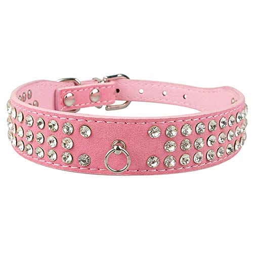 LYVQZPWLRHund mit Werkzeug, Hundetrainingsleine, 3-reihig, Strass, Wildleder, Hundehalsbänder, Kristall-Diamanten, Hunde, Katzen, Welpenhalsband(Roze,XS) von LYVQZPWLR