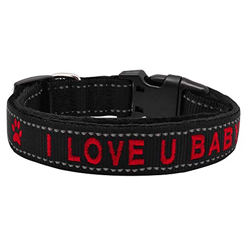 LYVQZPWLRHund mit Werkzeug, Hundetrainingsleine, personalisiertes reflektierendes Hundehalsband, Haustier-Welpen-Katzenhalsband, Stickerei, Telefonnamenshalsbänder(Black,Small) von LYVQZPWLR