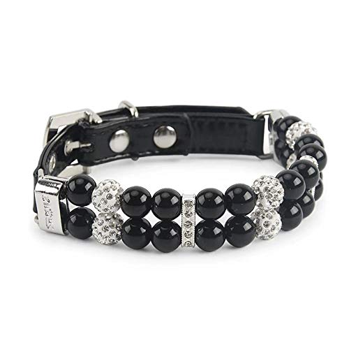 LYVQZPWLRHund mit Werkzeug, Hundetrainingsleine Hundeperlenhalsband Einstellbare manuelle Drahtseil-Haustierleinen Kleine Trainingshunde(Collar Black,Medium) von LYVQZPWLR