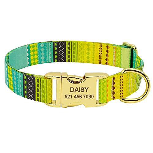 LYVQZPWLRHund mit Werkzeug, Laufleine Mode Hundehalsband Nylon Print Pro Halsbänder(141 Yellow,30 to 42 cm) von LYVQZPWLR