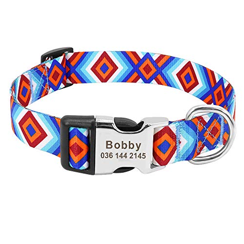 LYVQZPWLRHund mit Werkzeug, Laufleine Mode Hundehalsband Nylon Print Pro Halsbänder(147 Blue,30 to 42 cm) von LYVQZPWLR