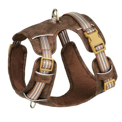 LYVQZPWLRHund mit Werkzeug, Wasserdichtes PU-Hundegeschirr, atmungsaktives Nylongeschirr, Trainingsweste for Haustiere mit reflektierendem Streifen for kleine und große Hunde(Bruin,Large) von LYVQZPWLR
