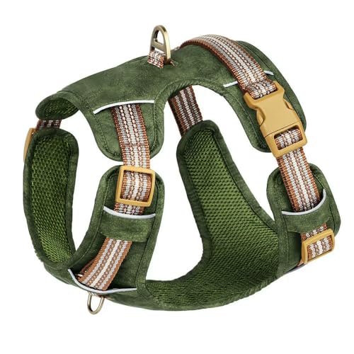 LYVQZPWLRHund mit Werkzeug, Wasserdichtes PU-Hundegeschirr, atmungsaktives Nylongeschirr, Trainingsweste for Haustiere mit reflektierendem Streifen for kleine und große Hunde(Green,Large) von LYVQZPWLR