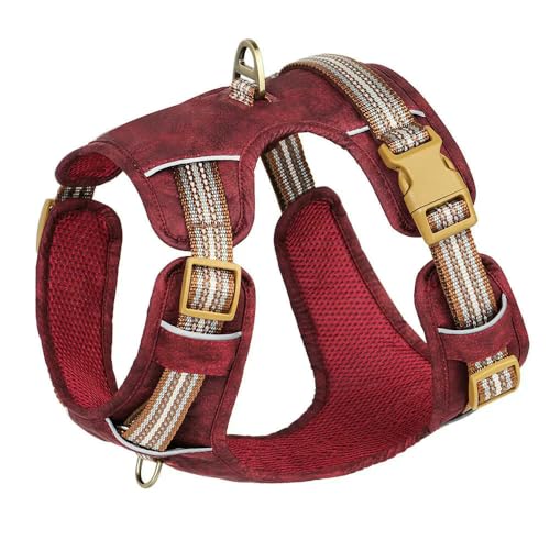 LYVQZPWLRHund mit Werkzeug, Wasserdichtes PU-Hundegeschirr, atmungsaktives Nylongeschirr, Trainingsweste for Haustiere mit reflektierendem Streifen for kleine und große Hunde(Rosso,Medium) von LYVQZPWLR