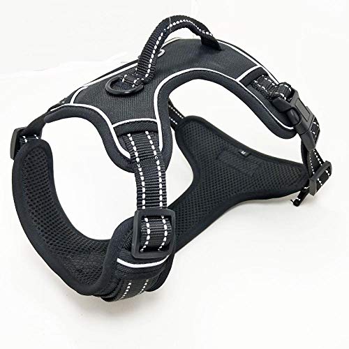 LYVQZPWLRHund mit Werkzeug, Zugseil for Hunde, kein Ziehen, reflektierendes Hundegeschirr, Weste for Haustiere mit stabilem Griff, verstellbarem Gurt(Black,XS) von LYVQZPWLR