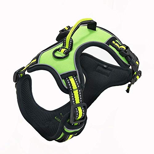 LYVQZPWLRHund mit Werkzeug, Zugseil for Hunde, kein Ziehen, reflektierendes Hundegeschirr, Weste for Haustiere mit stabilem Griff, verstellbarem Gurt(Green,Medium) von LYVQZPWLR