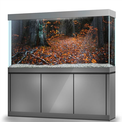 Aquarium Hintergrund Aufkleber Herbst Pfad Wald Baum Blatt Fisch Tank Reptilien Terrarium Dekor Poster (120 x 60 cm) von LYYAB