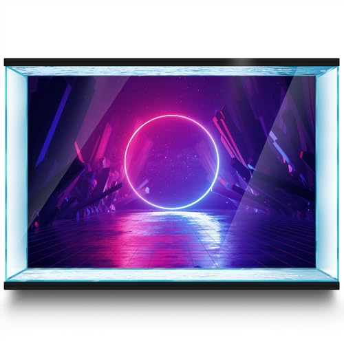 Aquarium Hintergrund Aufkleber Neon Lights Cyberpunk Fish Tank Reptile Terrarium Decor Poster (120 x 60 cm) von LYYAB