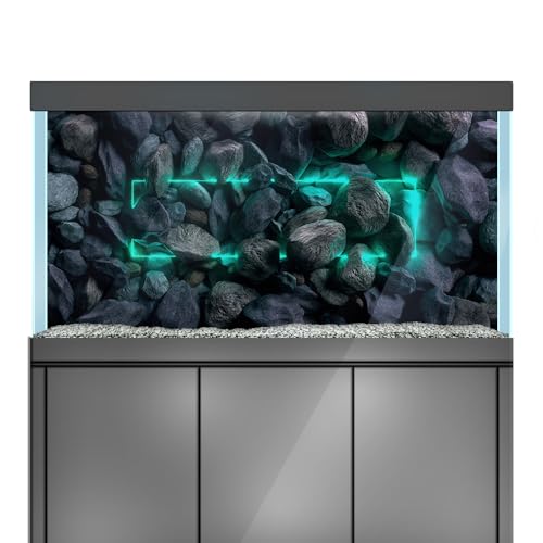 Aquarium Hintergrund Aufkleber - Stein Felsen Hellgrün - Aquarium Reptilien Terrarium Dekor Poster (75 x 50 cm) von LYYAB