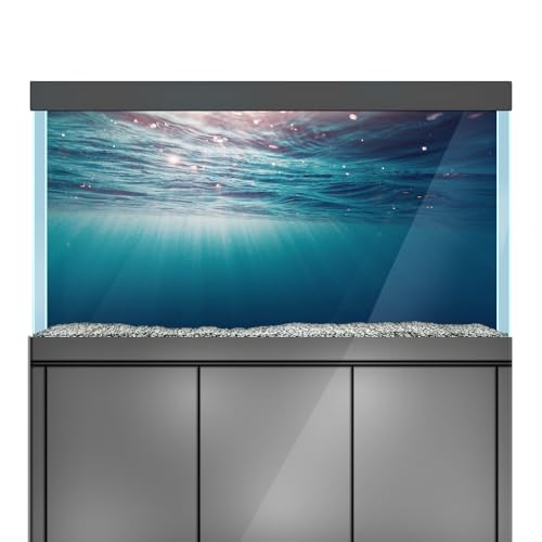 Aquarium Hintergrund Aufkleber - Wasser, Licht, Blau - Aquarium Reptilien Terrarium Dekor Poster (60 x 40 cm) von LYYAB
