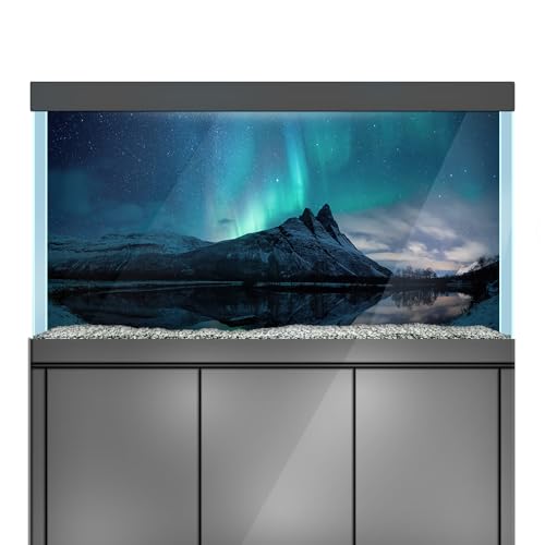 LYYAB Aquarium Hintergrund Aufkleber - Aurora, Berge, Sterne - Aquarium Reptilien Terrarium Dekor Poster (120 x 60 cm) von LYYAB