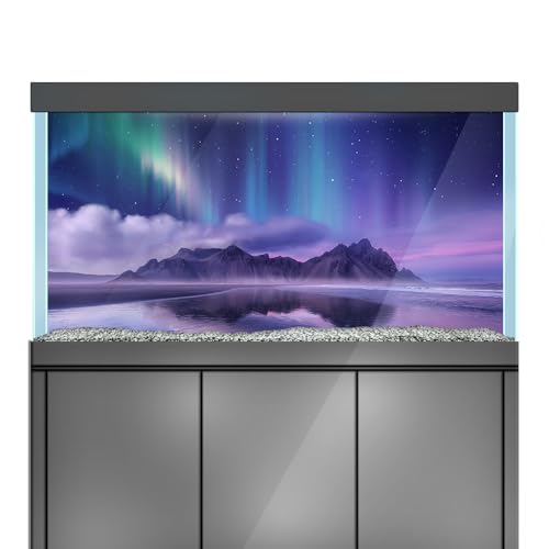 LYYAB Aquarium Hintergrund Aufkleber - Aurora Borealis Mountains - Fish Tank Reptile Terrarium Decor Poster (120 x 60 cm) von LYYAB