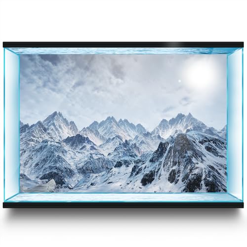 LYYAB Aquarium Hintergrund Aufkleber Berg Schnee Gipfel Aquarium Reptilien Terrarium Dekor Poster (90 x 60 cm) von LYYAB