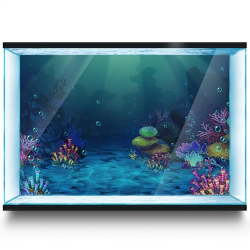 LYYAB Aquarium Hintergrund Aufkleber Cartoon Unterwasser Koralle Blasen Aquarium Reptilien Terrarium Dekor Poster (90 x 60 cm) von LYYAB