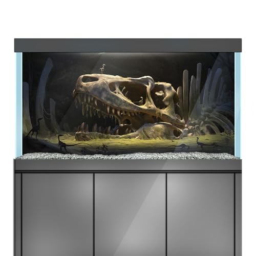 LYYAB Aquarium Hintergrund Aufkleber Dinosaurier Schädel Zähne Aquarium Reptilien Terrarium Dekor Poster (75 x 50 cm) von LYYAB