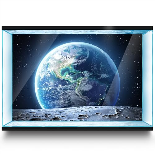LYYAB Aquarium Hintergrund Aufkleber Erde Mond Weltraum Planeten Aquarium Reptilien Terrarium Dekor Poster (100 x 50 cm) von LYYAB