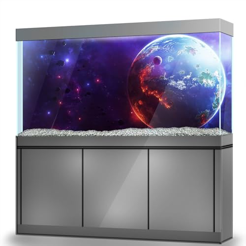LYYAB Aquarium Hintergrund Aufkleber Erde Nebel Stern Planet Selbstklebend Aquarium Reptilien Terrarium Dekor Poster (100 x 50 cm/(99,8 x 49,8 cm)) von LYYAB